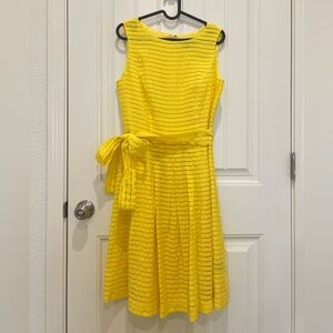Liz Claiborne Bright Yellow Striped Sleeveless Midi Dress